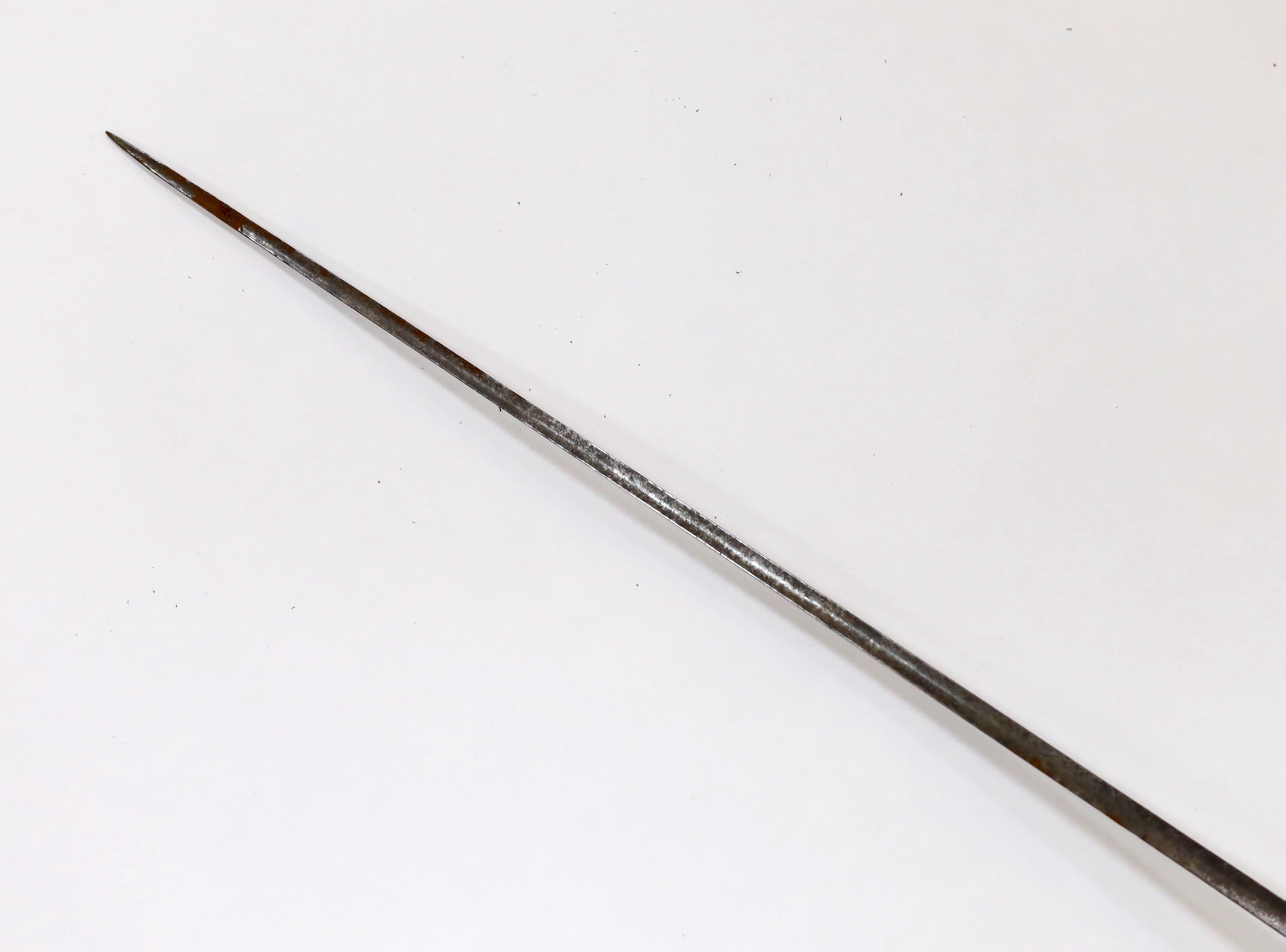 A French silver hilted small sword, c.1770, the ricasso rings have two tiny marks struck on the end which possibly could be Paris discharge marks, the hilt pierced with basketweave decoration and flowers, silver wire and
